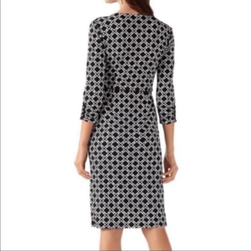 White House Black Market Geo Print Faux Wrap-Front Dress 4 - Picture 2 of 8
